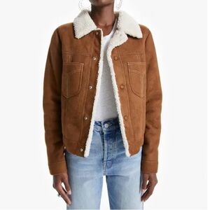 MOTHER Tan Teddy Aviator Jacket
